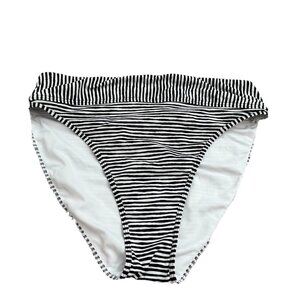 Freshwater Women's High Waist Swim Bottoms Size L Black White Stripe